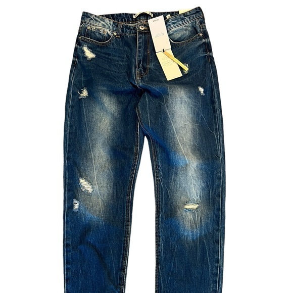 NWT! Alcott Los Angeles The Essential MomFit distressed blue jeans - Picture 1 of 7